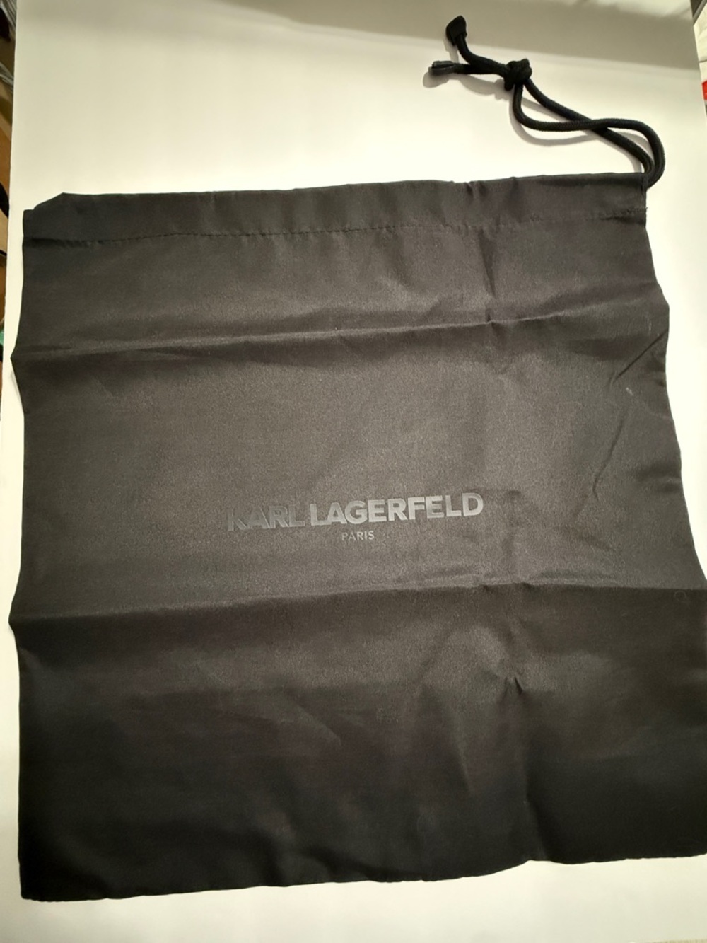 🆕 Karl Lagerfeld Black Drawstring Dust Pouch with Logo